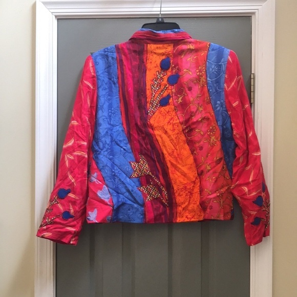 VTG 80’s Sandy Starkman bohi patchwork blazer. Shoulder pads. Colorful, floral S - Picture 7 of 7